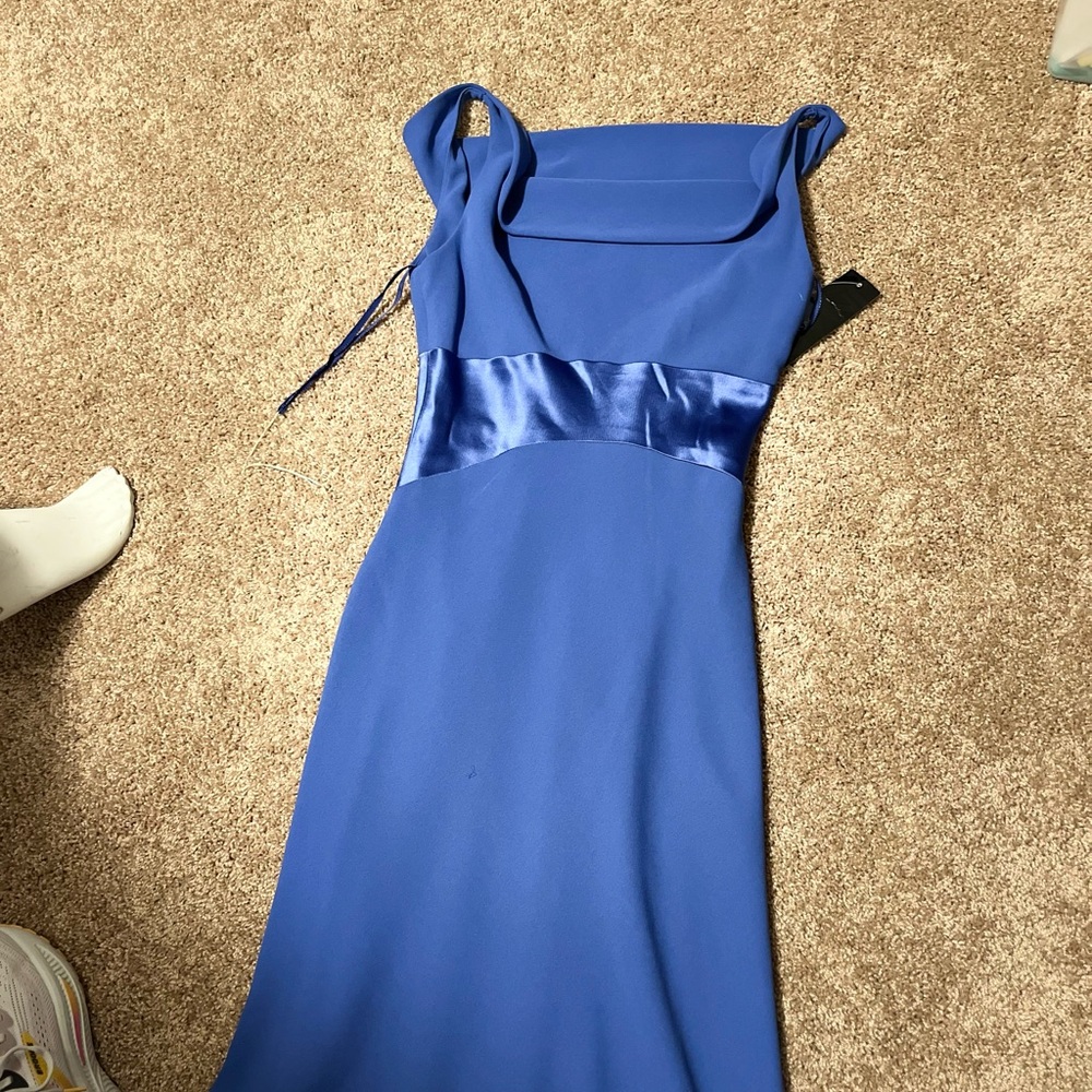 NWT Jones New York Strapless Royal Blue Dress with satin waist accent & lining